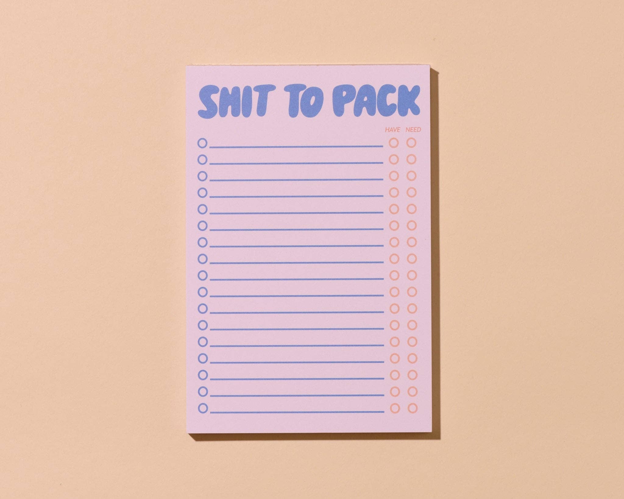 "Shit To Pack" Notepad