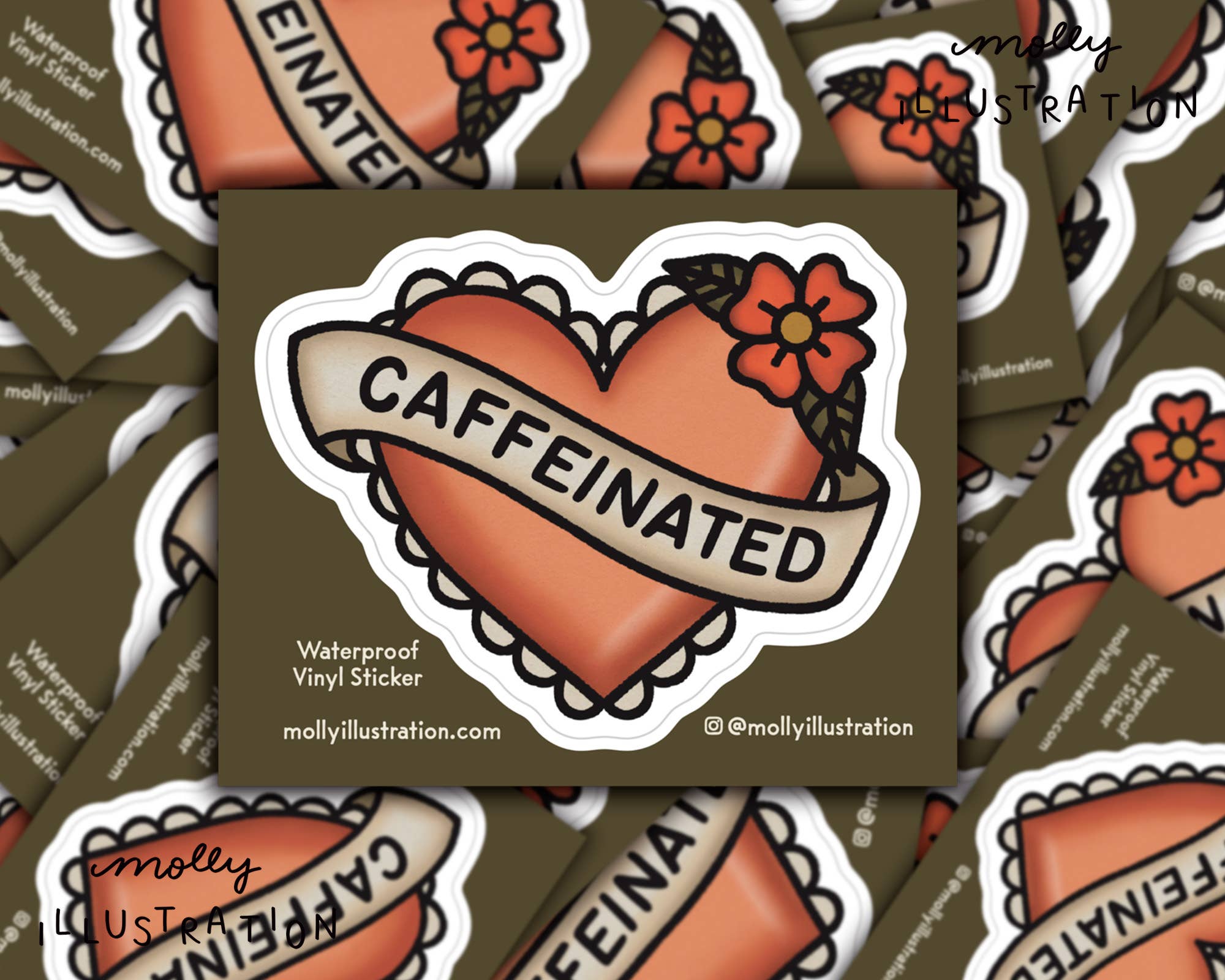 "Caffeinated" Waterproof Vinyl Sticker