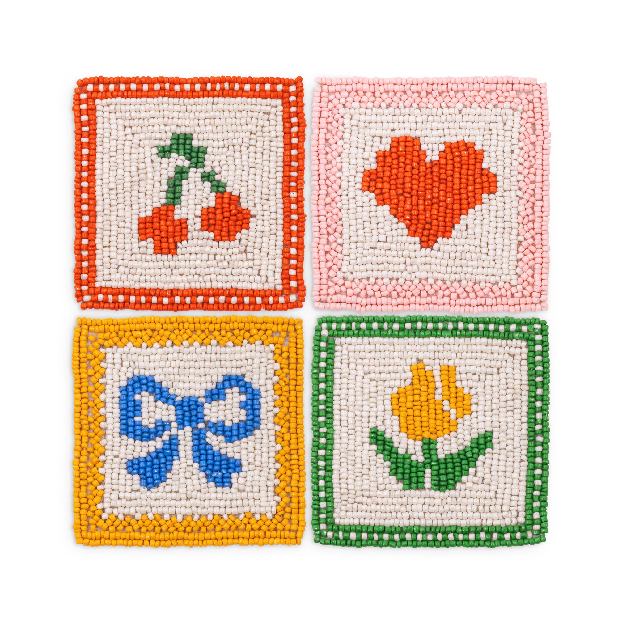 "Quilt" Beaded Coaster Set