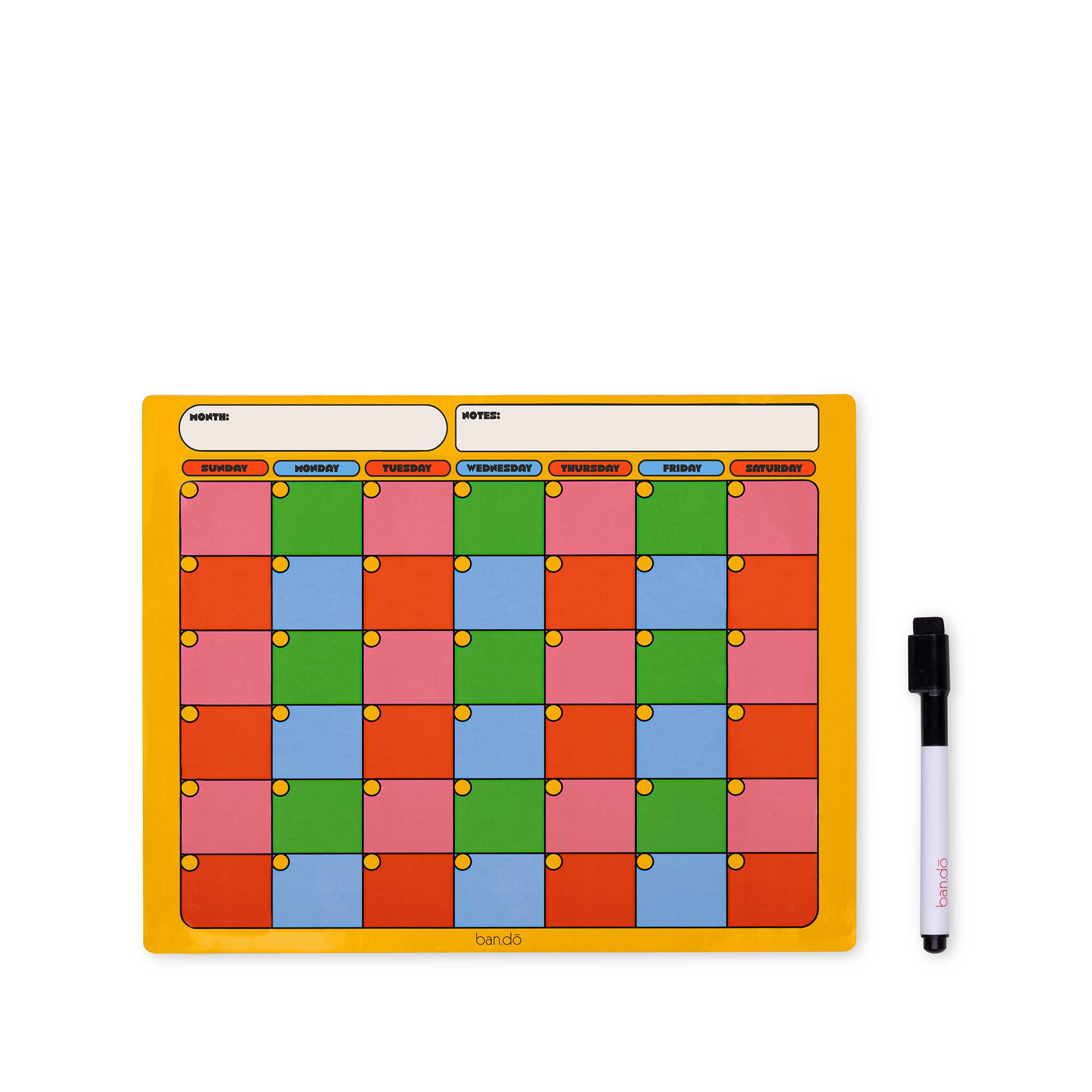 Magnetic Dry-Erase Calendar: Colorblock