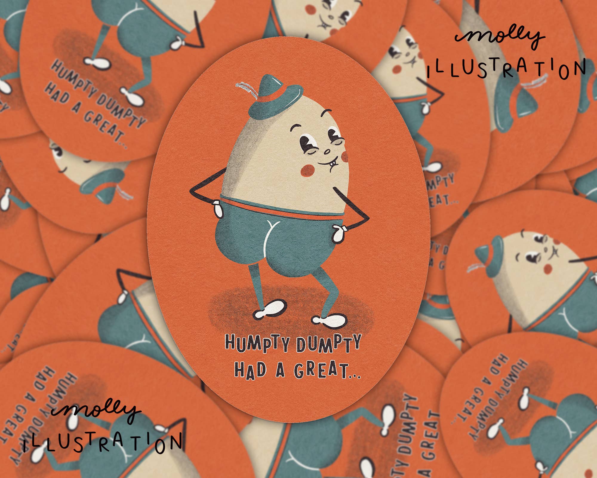 "Humpty Dumpty Had a Great..." Cartoon Waterproof Vinyl Sticker