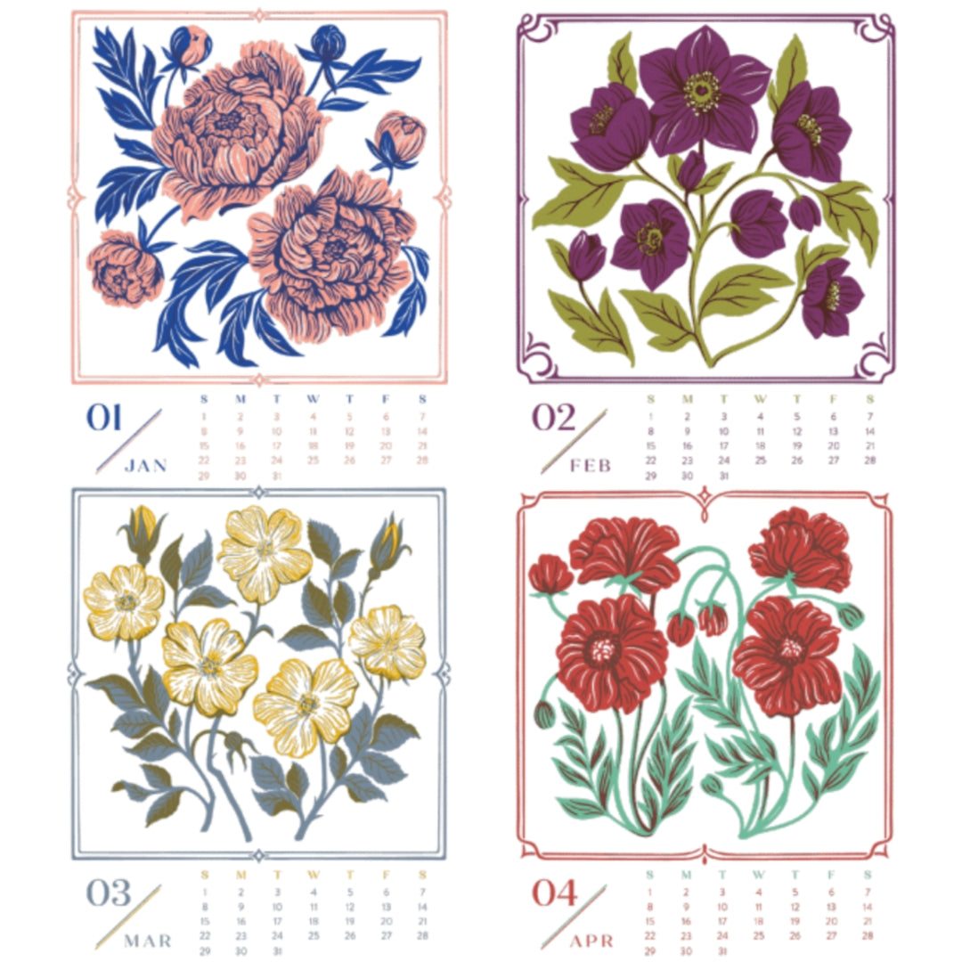 2025 "Floral Letterpress" Desk Calendar (12-Month)