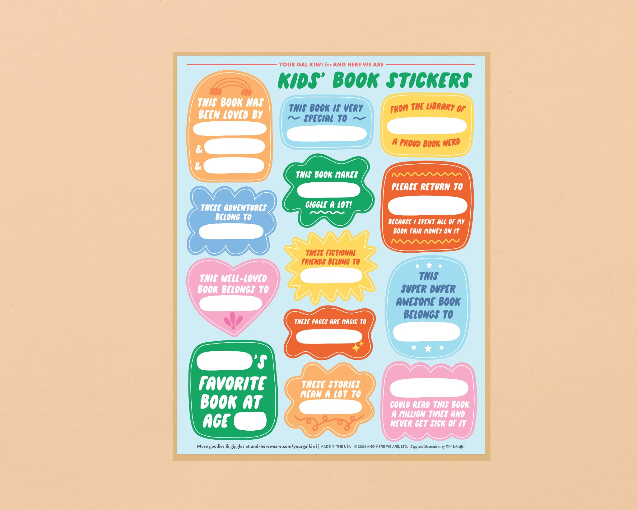 Kids' Book Plate Sticker Sheets (2)