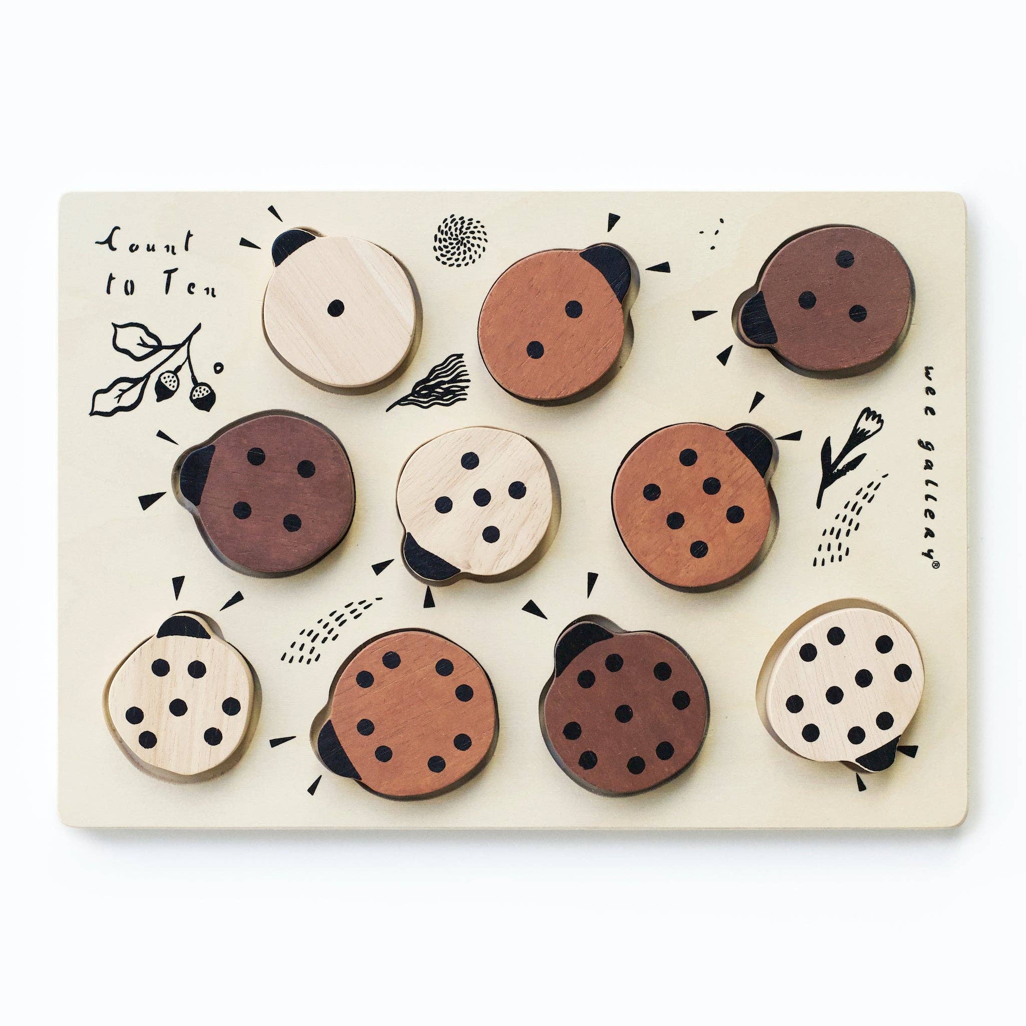 Wooden Tray Puzzle - "Count to 10" Ladybugs