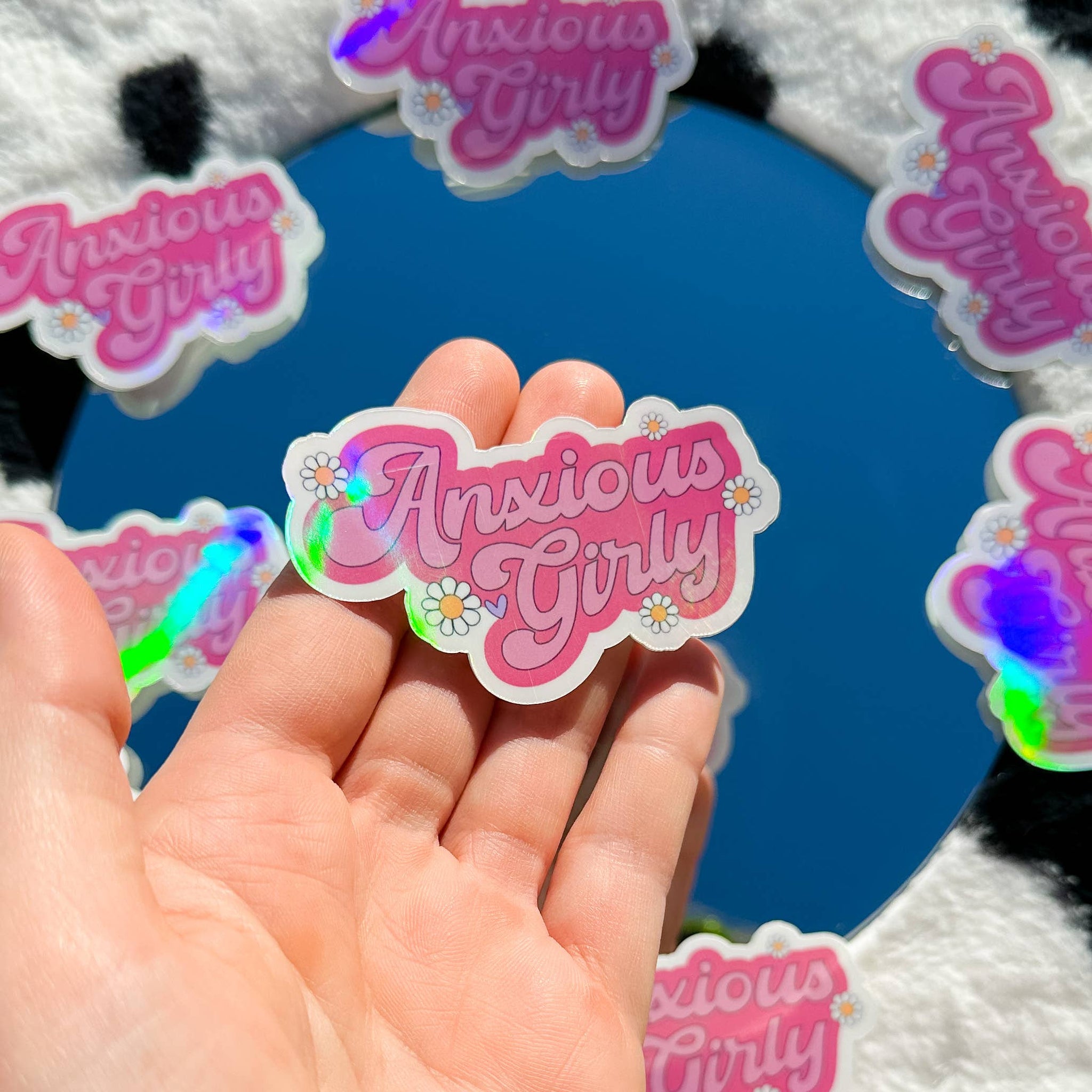 "Anxious Girly" Holographic Sticker
